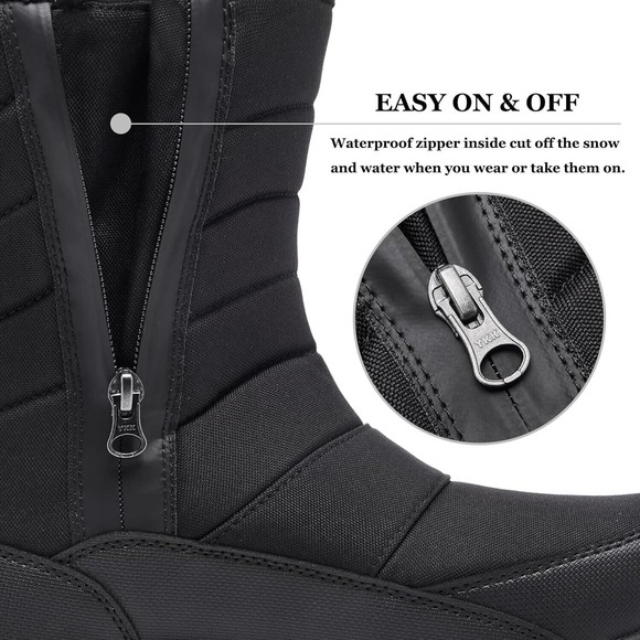 New SilentCare Waterproof Mid-Calf Winter Snow Boots Slip-on Outdoor Men's 10.5 - Picture 4 of 10